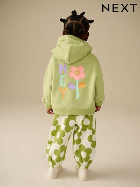 Green Flower Hoodie and Printed Joggers Set (3mths-7yrs) (E54954) | $38 - $45