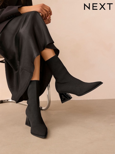 שחור - Forever Comfort® Fabric Sock Boots (E54989) | ‏164‏₪