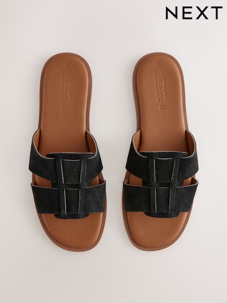 עור שחור - Forever Comfort® Slot Mule Sandals (E54997) | ‏73‏₪