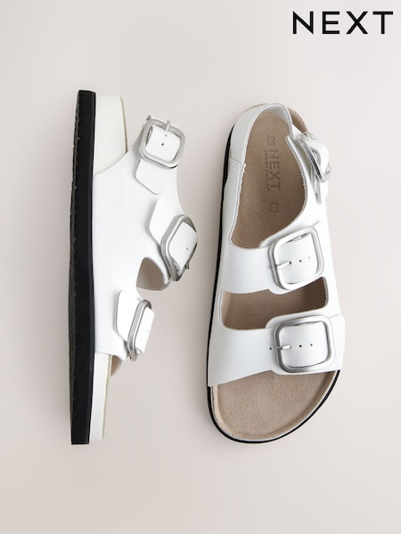 Valkoinen nahka - Forever Comfort® Premium Back Strap Footbed Sandals (E55014) | €54
