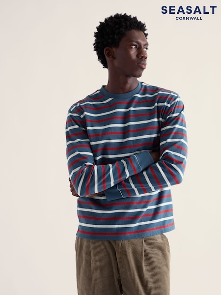 Blue - Regular Seasalt Cornwall Longboat Crew Neck Top
