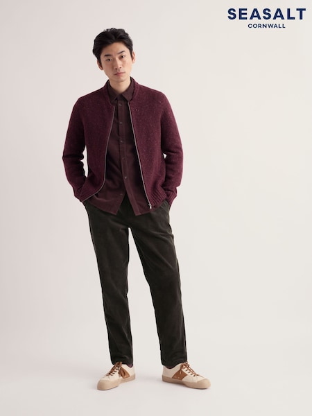 Braun - Regular Seasalt Cornwall Trowan Zip Up Knitted Cardigan