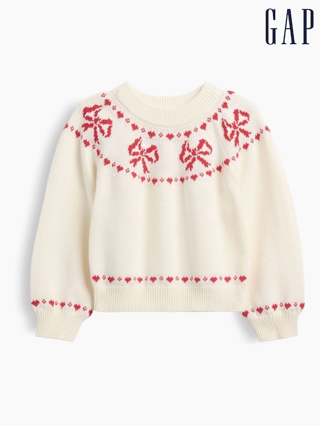 Cream Bow - Gap Crew Neck Jumper (6mths-5yrs)