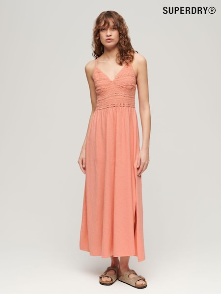 Superdry Natural Jersey Lace Maxi Dress (E55120) | €94