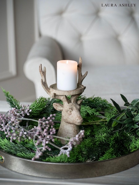 Laura Ashley Natural Wood Deer Candle Holder (E55164) | €45