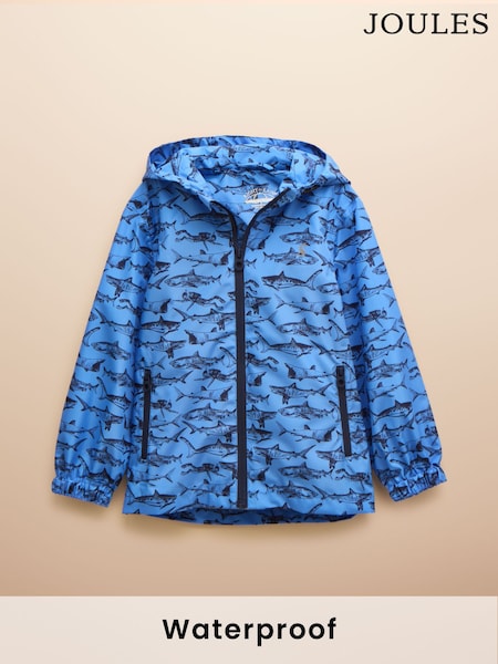 Joules Boys' Rainwell Blue Shark Waterproof Raincoat With Hood (E55167) | R$ 315 - R$ 345