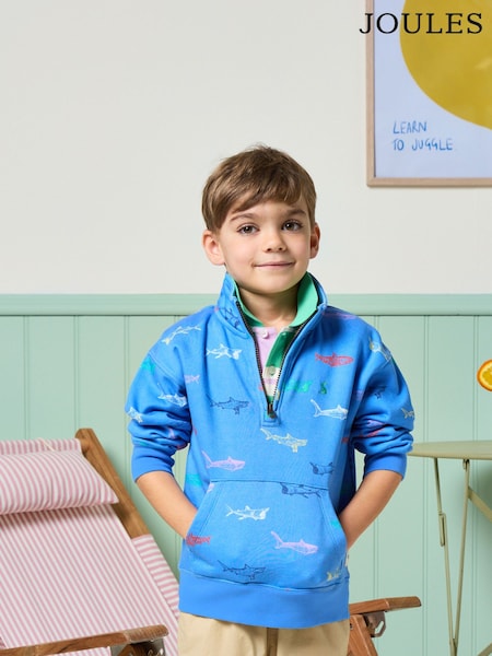 Joules Alfie Light Blue Quarter Zip Sweatshirt (E55170) | 129 QAR - 144 QAR