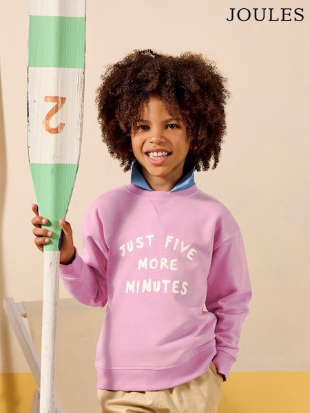 Joules Sundaze Purple Crew Neck Slogan Sweatshirt (E55174) | R$ 160 - R$ 180
