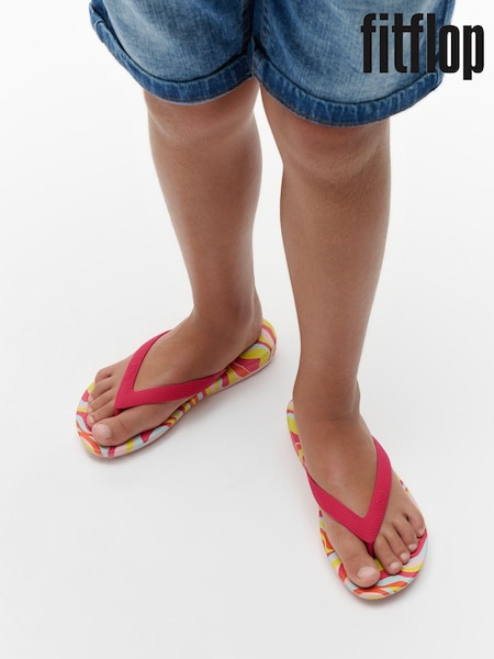 FitFlop Kids Green Iqushion Junior Swirly Ergonomic Flip Flops red (E55179) | $44