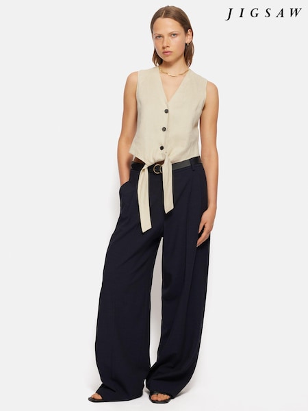 Jigsaw Cream Linen Tie Waistcoat (E55188) | €63