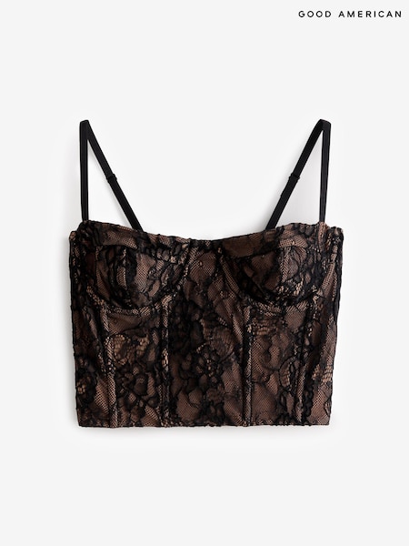 Good American Black Lace Bustier Blouse (E55197) | €99