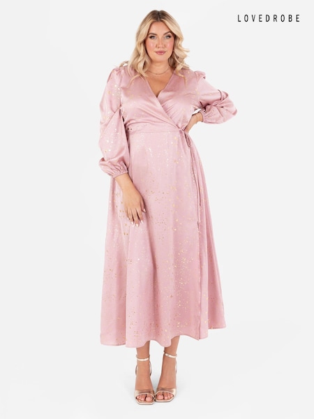 Lovedrobe Pink Wrap Front Long Sleeve Midaxi Dress (E55206) | €42