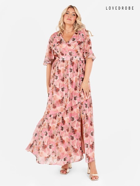 Lovedrobe Cape Sleeve Asymmetric Seam Maxi Dress (E55207) | €41