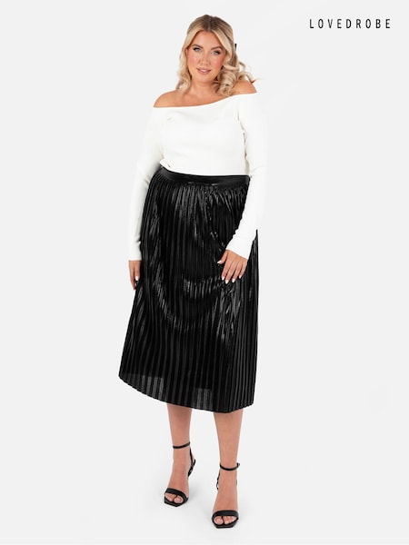 Lovedrobe Pleated Metallic Midi Skirt (E55208) | 136 QAR