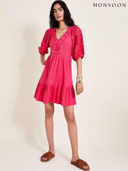 Monsoon 100% Cotton Skye Schiffli Dress (E55232) | 313 LEI