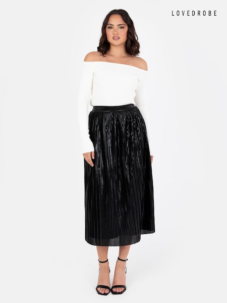 Lovedrobe Pleated Metallic Midi Skirt (E55238) | 136 QAR