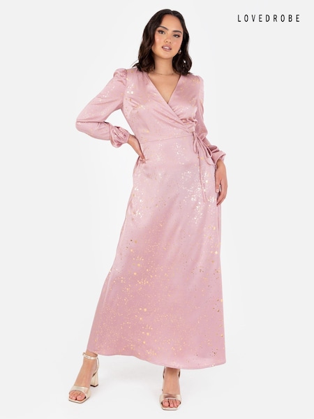 Lovedrobe Pink Wrap Front Long Sleeve Midaxi Dress (E55243) | 42 €
