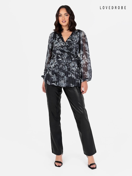 Lovedrobe Long Sleeve Wrap Black Top (E55244) | 146 LEI