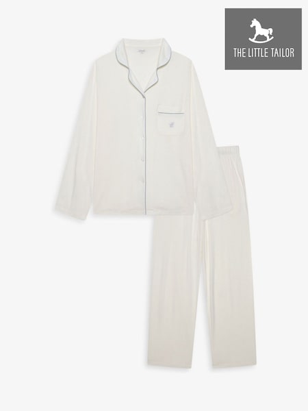 Cream - The Little Tailor Soft Jersey Lenzingtm Ecoveratm Button Through Relaxed Pyjamas Set