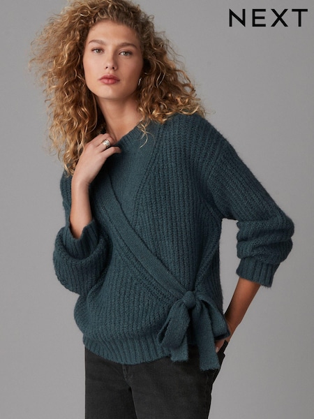 modra - Long Sleeve Deep V-Neck Wrap Cardigan with Wool (E55269) | € 34