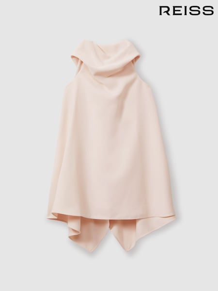 Reiss Pink Shauna High-Neck Drape Back Dress (E55290) | €130
