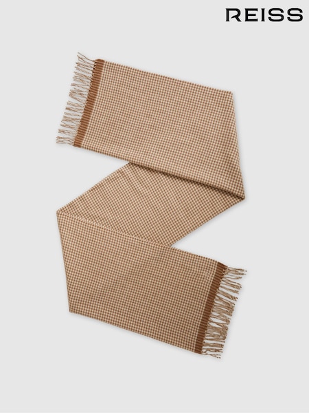 Reiss Neutral Victoria Wool Blend Dogtooth Embroidered Scarf (E55296) | €70