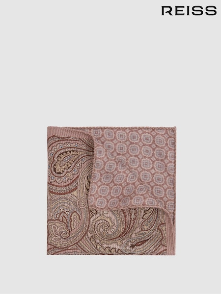 Reiss Dusty Pink Sansone Reversible Silk Pocket Square (E55300) | €58