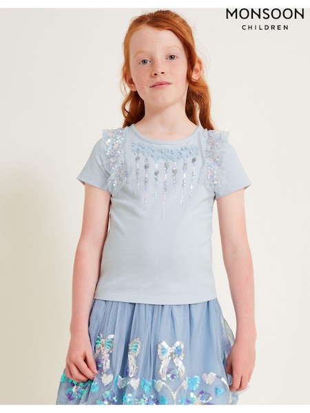 Monsoon Blue Sequin Embellished T-Shirt (E55360) | €12 - €14