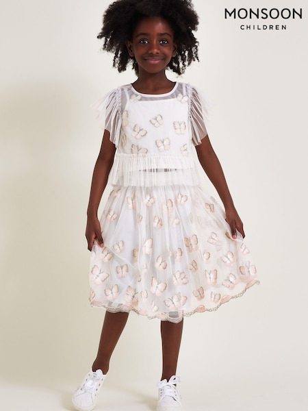 Monsoon Natural Embellished Butterfly Skirt and Top Set (E55378) | 128 QAR - 148 QAR