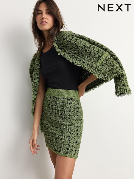 ירוק לימונית - Co-ord Knitted Mini Skirt (E55379) | ‏120‏₪