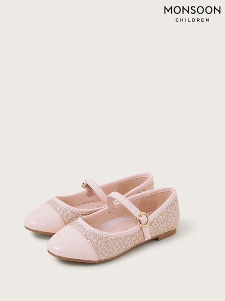 Monsoon Pink Sparkle Tweed Ballet Flats (E55380) | 83 QAR - 97 QAR