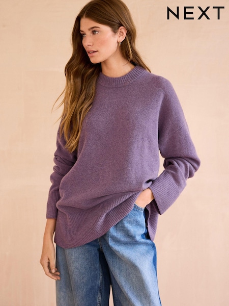 Purple 100% Wool Premium Crew Neck Jumper (E55392) | €41.50