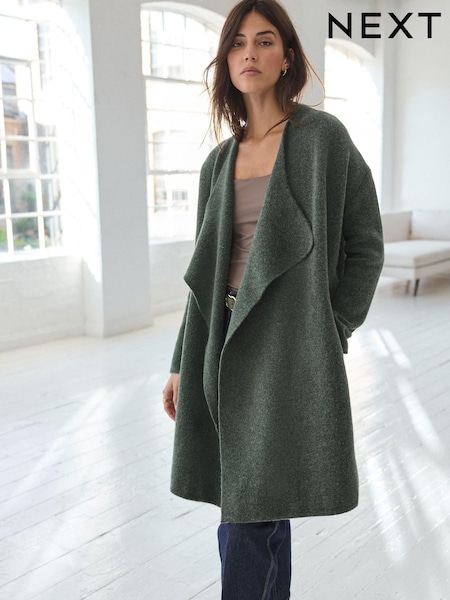 Kaki zelena - Soft Touch Waterfall Longline Knitted Cardigan Coatigan (E55408) | € 50