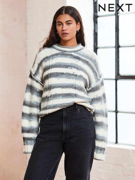 Grey Spacedye Stripe Knitted Jumper (E55419) | AED71