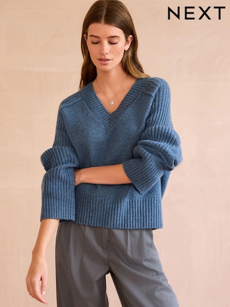 Blue Indigo Premium V-Neck Jumper (E55459) | kr944