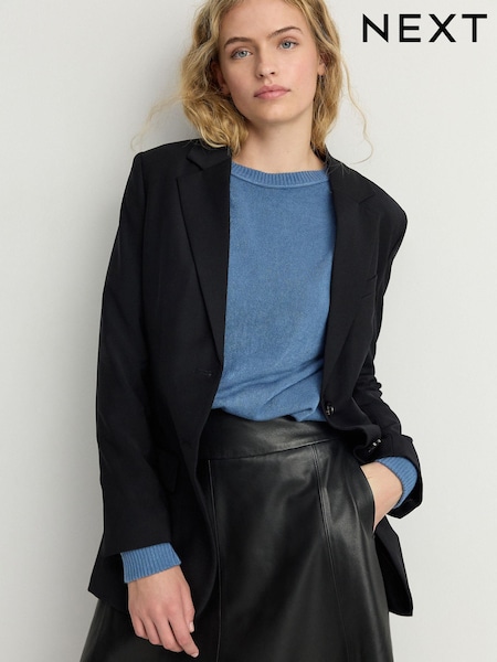 Blue Chambray Soft Touch Crew Neck Knitted Sweatshirt (E55463) | kr357