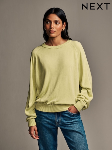 Lime Green Soft Touch Crew Neck Knitted Sweatshirt (E55493) | €12