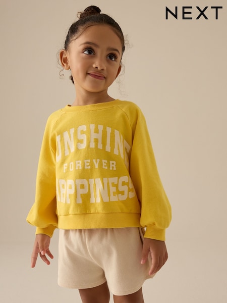 Keltainen - Pitkä hiha 100% Cotton Collegepaita And Lyhyt lahje Set (3kk-7v.) (E55503) | €22 - €28