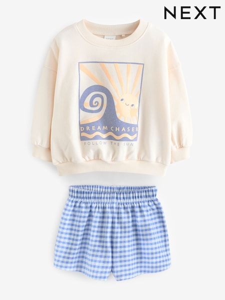 Sininen - Gingham 100% Cotton Top & Shorts Set (3mths-7yrs) (E55504) | €22 - €28