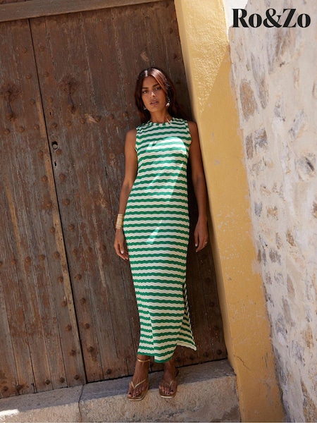 Ro&Zo Green Stripe Column Knit Dress (E55556) | €50