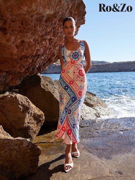Ro&Zo Cream Spot Scoop Neck Cami Midi Dress (E55560) | €63