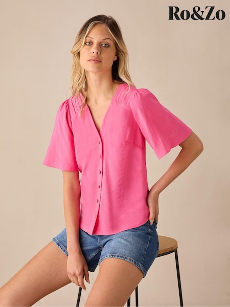 Ro&Zo Pink Flutter Sleeve Top (E55563) | €37