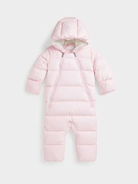 Roz - Combina de zăpadă Polo Ralph Lauren Bebeluș Navy cu puf căptușit cu glugă (E55689) | 747 LEI