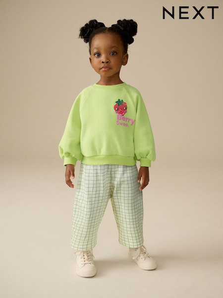 Green Printed Printed Sweatshirt and Barrel Leg Joggers Set (3mths-7yrs) (E55735) | 659 UAH - 823 UAH
