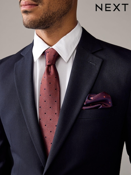 Rust Orange Polka Dot Slim Tie And Pocket Square Set (E55763) | € 7