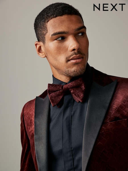 Burgundy Red Patterned Velvet Bow Tie (E55764) | AED42
