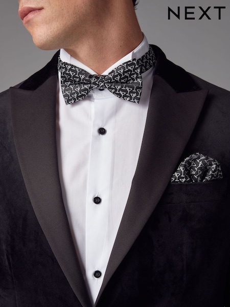 Schwarz/Weißes Martini-Glas - Bow Tie And Pocket Square Set (E55769) | 12 €