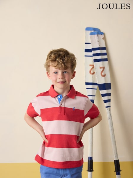 Joules Boys' Woody Red Striped Polo Shirt (E55795) | AED93 - AED116