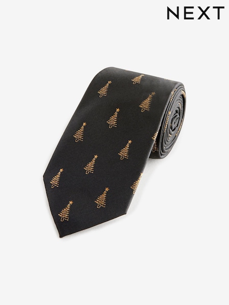 Black/Gold Tree Slim Christmas Design Tie (E55811) | €7