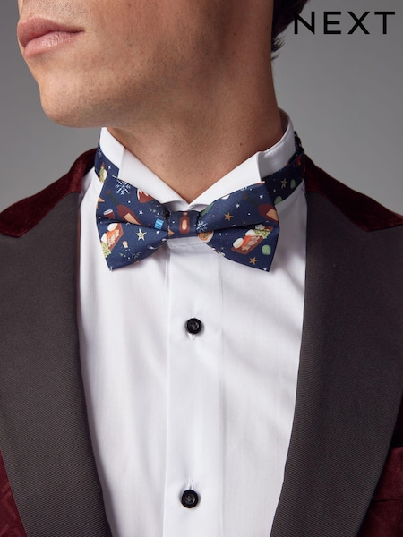 Navy Blue Christmas Design Ready Tied Bow Tie (E55814) | €8